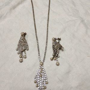 Rhinestone Necklace and Earrings